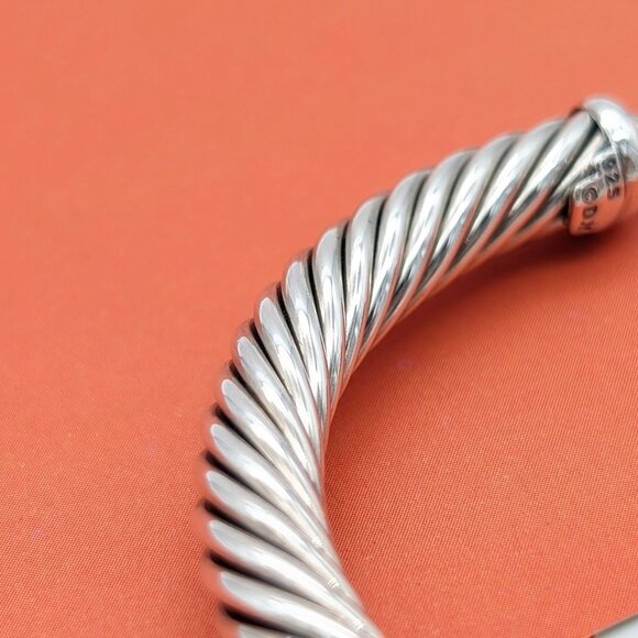 DAVID YURMAN Sterling Silver 7mm Classic Cable Station Black Diamond Bracelet - Picture 7 of 10